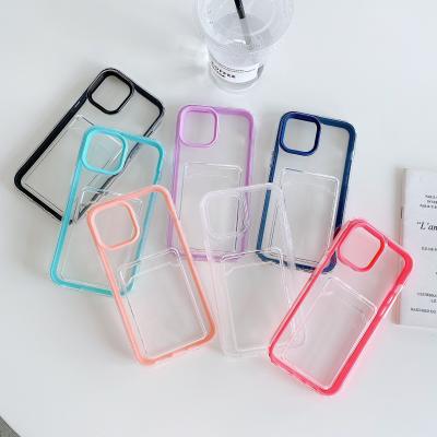 China Candy cardslot shockproof soft phone case for iPhone 12 pro 11 XR XS 8 max 7 plus clear wallet bumper back cover for sale