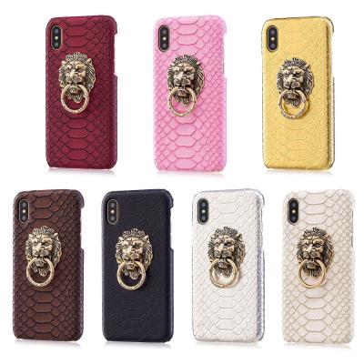 China Anti-fall Vintage Lion Head Holder Phone Case For iPhone 12 pro X XR XS 11 pro Max Cell Phone Hard Back Case Cool Snake Skin Shell for sale