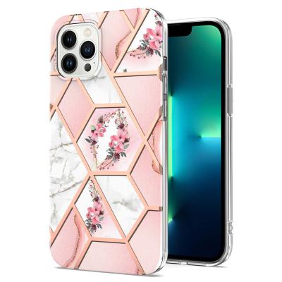 China Fashion TPU Gold IMD Marble Shockproof Phone Case For iphone 13 12 pro XS Max XR 8 7 2MM Flower Back Cover Shockproof Cases for sale