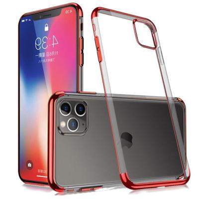 China Luxury Shockproof Metal Plating Shockproof Soft TPU Phone Case For iPhone 11 12 Pro Max Transparent Back Cover Cases for sale