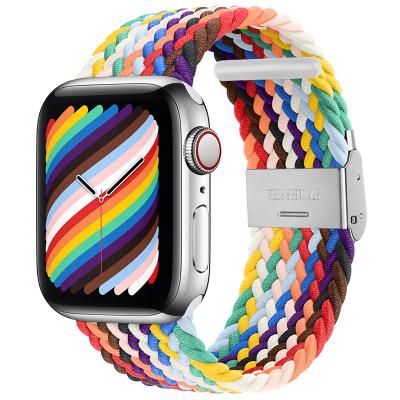 China Luxury Braided Nylon Braided Watch Band Loop Solo Wrist Strap For Apple Watch 4 5 6 Se Women Men Replacement Watch Band for sale