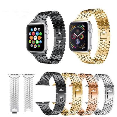 China Unique Luxury Fish Scale Pattern Stainless Steel Straps For Apple Watch Serise 6 Watch Band 5 4 3 for sale