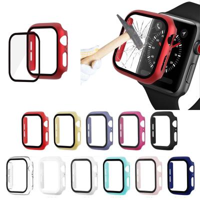 China Shockproof 2 in 1 Shockproof Hard PC Case + 9H Tempered Glass Screen Protector For Apple Watch 38mm 40mm 42m 44mm for sale