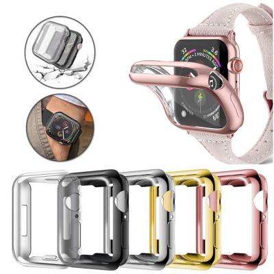 China Transparent Anti-drop Cover For Apple Watch Se 6 3 2 1 38MM 42MM Soft Clear 360 Full TPU Screen Protector Watch Case for sale