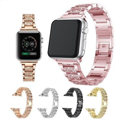 China Unique Fashion Metal Jewelry Rhinestone Bracelet Diamonds Stainless Steel Band Watchband For Apple Watch Series Se 6 5 4 3 2 1 for sale