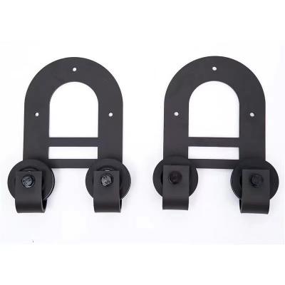 China Black Powder Coated Nylon Sliding Barn Door Track And Hardware for sale