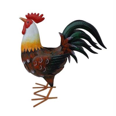 China Wholesale Garden Ornaments Metal Rooster Garden Decoration Animal Metal Rooster Eco-friendly for sale