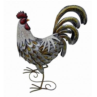 China Eco-friendly Unique Handmade Garden Ornaments Metal Rooster For Outdoor Decoration for sale