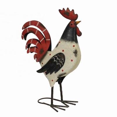 China Garden Eco-friendly Metal Garden Chicken Rooster Decoration And Metal Hen Animals Outdoor for sale