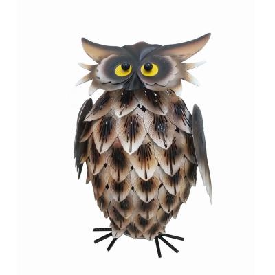 China Eco-friendly Unique Design Owl Garden Statue Metal Ornaments Animal Owl Decor for sale