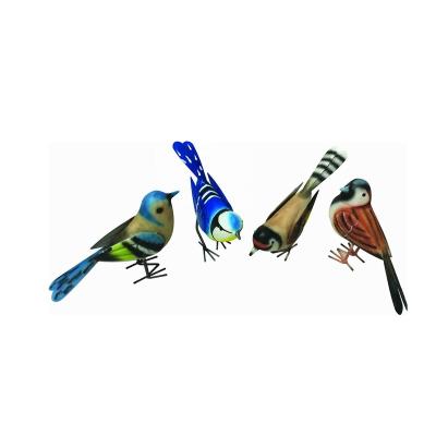 China Eco - Friendly Garden Birds Set 4 British Birds Small Metal Bird Figurine for sale