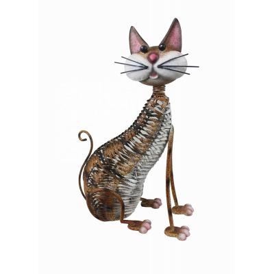 China High Quality Eco-friendly Funny Animal Outdoor Decoration Garden Cat Metal Statue Cat Metal Statue Cute Garden Cat for sale