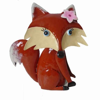 China Eco-friendly Factory Ornament Metal Fox Statue Garden Decoration Iron Animal Fox for sale