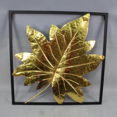 China Large Leave Eco - Friendly Gold Wall Art Luxury Vivid Wall Hanging Art For Home Decor for sale