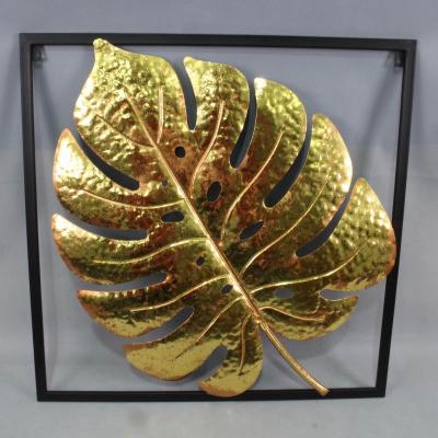 China Eco-friendly Hot Selling Golden Wall Decor For Home Office Garden Living Room Metal Sheet Wall Hanging Art for sale