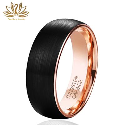 China Dome Comfort Fit Premium Matte Black Custom Manufacturer Tungsten Wedding Rings 8mm Rose Gold Tungsten Carbide Engagement Rings for sale