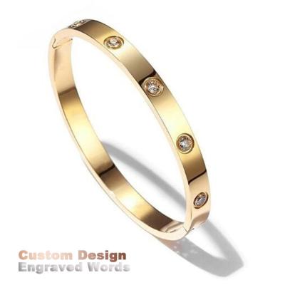 China Luxury Classic Bangle Design Bangle 316L Stainless Steel Women Bracelet With Screw Controls And Brand Packaging Gold for sale