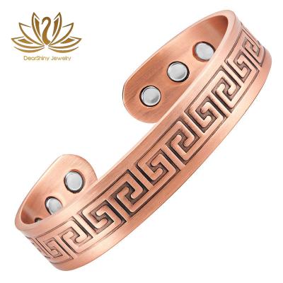 China Open Cuff Bracelets 32Grams 0.5inch Width Solid Pure Magnetic Women Men Organic Vintage Copper Cuff Relief Arthritis for sale