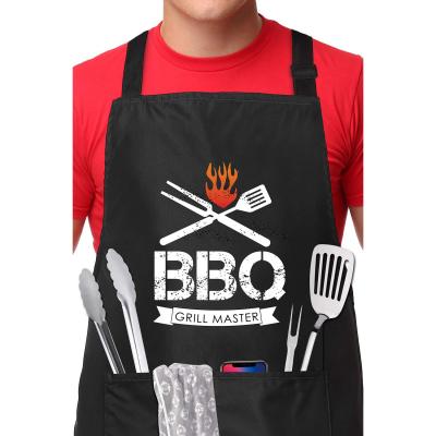 China Custom Drinks/Food Grill Apron With Two Tools Pocket Cooking BBQ Apron Adjustable Neck Strap Waterproof Oil Proof For Men And Women for sale