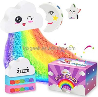 China Body Rainbow Bath Bombs Gift Set Handmade Natural Magical Cloud Star Shape For Essential Oil Salt Blast Ball Custom Packing Box for sale