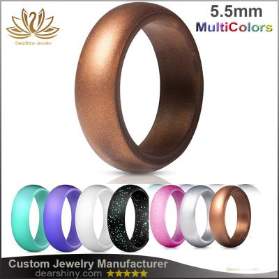 China Ring Custom Flexible Best Silicone Rubber Wedding Rings Arched Ring 5.5mm Width Silicone Rubber Wedding Bands For Women Active Workout Lifestyle Multi-colors for sale