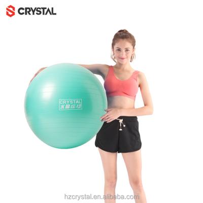 China Crystal Sports SJ-811 Fitness Equipment Round Anti Burst No Slip Yoga Ball Exercise Yoga Ball With Quick Foot Pump for sale