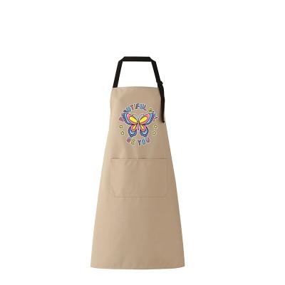 China Cheap custom tidy up/storage logo printed creative cotton butterfly polyester kitchen cleaning chef apron for sale