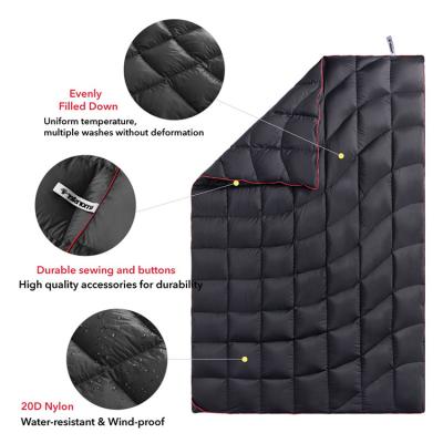 China 20Â ° C~0Â ° C 68Â ° F~32Â ° Outdoor F High Performance Down Inflated Blanket For Adults Portable Custom Down Camping Blanket for sale