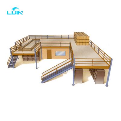 China Corrosion Protection 300 Kg Metal Storage Rack Floor Shelf Multi Level Warehouse Steel Mezzanine Assemble Shelves Racking for sale