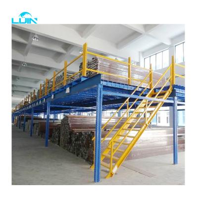 China LIJIN Corrosion Protection Metal Storage Rack Floor Shelf Multi Tier Cold Rolled Steel Warehouse Mezzanine Assemble Shelves for sale