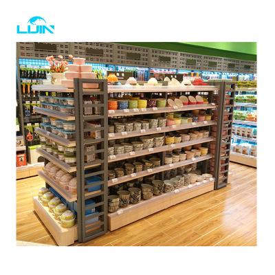 China LIJIN SHELF Single Sided 4 Layers Single Side Gondola Steel Supermarket Shelf For Exhibition for sale