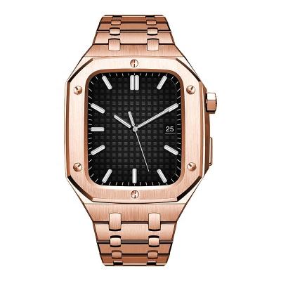 China Replacement watch case with strap Mimoo 44mm watch rose gold cover case and band skx007 watch case for apple watch series 7 for sale