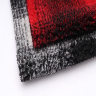 China Organic soft hairy berber fleece check wool polyester fabric for women coat for sale