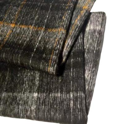 China Checked fancy yarn long fancy fabric wool&polyester hair plaid wool fabric for sale