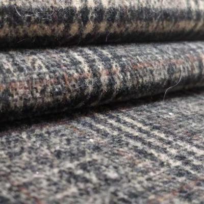 China Jacquard New Arrival Plaid Houndstooth Jacquard Tweed Wool Blended Woven Fabric For Suit Coat for sale