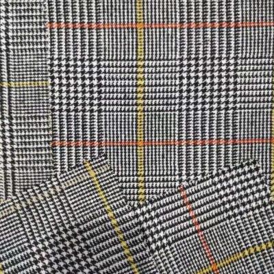 China New Arrival Plaid Houndstooth Tweed Wool Blended Woven Fabric For Suit Coat for sale