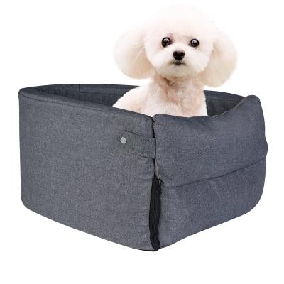 China Removable Cover Carrying Waterproof Collapsible Small Pet Cat Dog Car Armrest Booster Seat with Safety Lanyards for sale