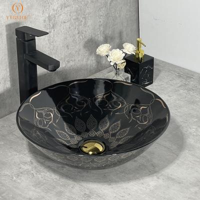 China Modern Yibaige ceramic wash basin patent design bathroom sink hot selling turkey design counter top basin for hotel for sale