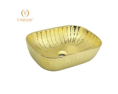 China Modern Frosted Matte Luxury Gold Design Modern Sanitary Ware Art Basin Hotel &Home Basin Top Sink Basin for sale