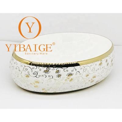 China Modern electroplate gold color wash basin supplier yibaige sanitary ware basins factory for sale