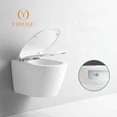 China Concealed Tank Hight quality round shape wall hung wc white color ceramic wall hung toilet for hotel bathroom for sale