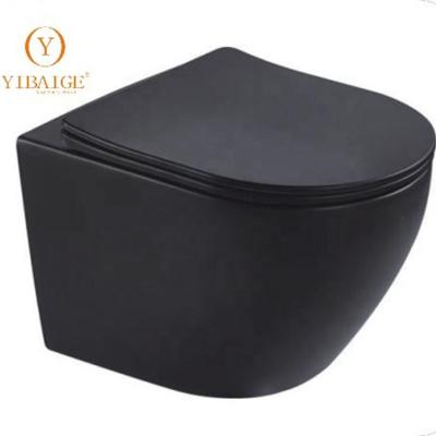 China Concealed Tank YIBAIGE SANITARY WARE WATER CLOSET TOILET LUXURY BATHROOM MATT COLOR ELECTROPLATE WALL HUNG RIMLESS TOILET for sale