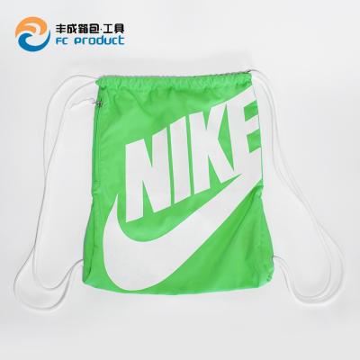 China Eco-Friendly Custom Drawstring Backpack Gym Polyester Logo Printing Nylon Large Drawstring Bag With Front Zipper Pocket for sale