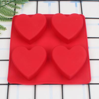 China Sustainable 4 Cavities Heart Shaped Candy Mold Gummy Chocolate Molds Silicone Mousse Mold for sale