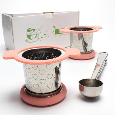 China Sustainable Stylish Stainless Steel Loose Leaf Tea Strainers Set Mesh Reusable Infuser for sale