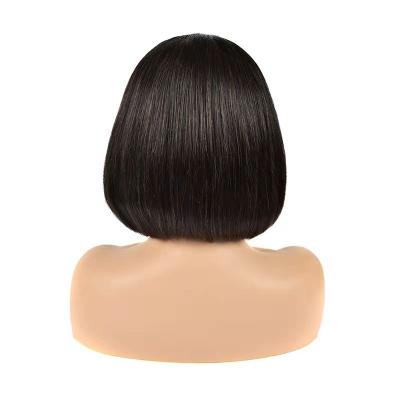 China Factory direct sales 4x4 silky straight mechanism wholesale silky straight soft and smooth Bobo wave front lace wig real hair wig for sale