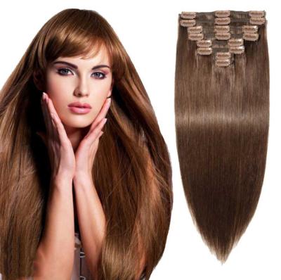 China Long straight hair reality wig European American wig female straight hair clip 16 inch long eight piece wig reality hair set long extension bangs for sale