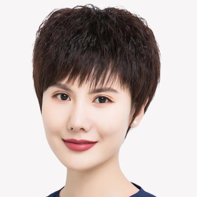 China Factory Wholesale Straight Fluffy Natural Ladies Headwear Style Full Woman Hair Wigs for sale