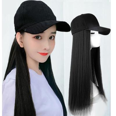 China All-in-one net type female long straight headgear red wig cap hair wave mechanism factory wholesale silky straight long full wig for sale