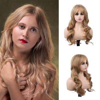 China European and American female light brown big wave headgear wig curly hair midpoint new style long straight hair long hits hairstyle hair cover for sale